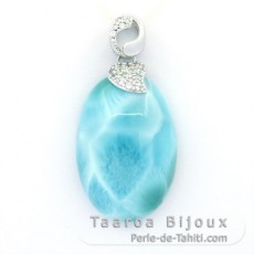 Ciondolo in Argento e 1 Larimar - 28 x 19.5 x 8.8 mm - 7.8 gr