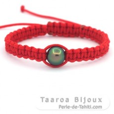 Braccialetto in Nylon e 1 Perla di Tahiti Rotonda C+ 10.1 mm