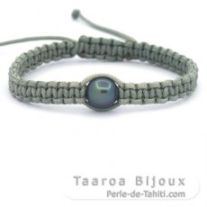 Braccialetto in Nylon e 1 Perla di Tahiti Semi-Barocca B 10 mm