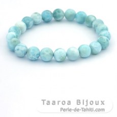 Braccialetto di 22 perle di Larimar - 8 a 8.4 mm - 15 cm - 17.5 gr