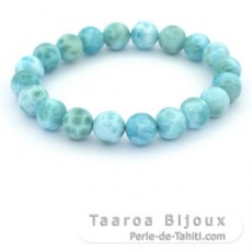 Braccialetto di 20 perle di Larimar - 9.5 a 9.8 mm - 16 cm - 26.2 gr