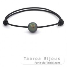 Braccialetto in Cuoio e 1 Perla di Tahiti Semi-Baroccha B 10.6 mm