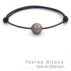 Braccialetto in Cuoio e 1 Perla di Tahiti Semi-Baroccha AB 10.9 mm