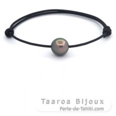 Braccialetto in Cuoio e 1 Perla di Tahiti Semi-Barocca AB 10.9 mm