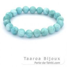 Bracciale di 21 perle di Larimar - 8.5 a 8.8 mm - 15.5 cm - 19.5 gr