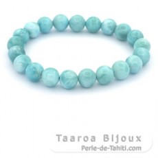 Braccialetto di 21 perle di Larimar - 8.5 a 8.8 mm - 15.5 cm - 19.5 gr