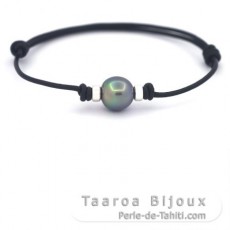 Braccialetto in Cuoio e 1 Perla di Tahiti Semi-Baroccha B 10.3 mm