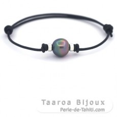 Braccialetto in Cuoio e 1 Perla di Tahiti Semi-Barocca B 11.3 mm