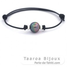 Braccialetto in Cuoio e 1 Perla di Tahiti Semi-Baroccha B 11.3 mm