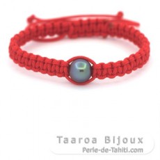 Braccialetto in Nylon e 1 Perla di Tahiti Rotonda C 10.1 mm