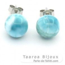Orecchini in Argento e 2 Larimar -9.4 mm - 2.5 gr