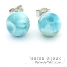 Orecchini in Argento e 2 Larimar -9.3 mm - 2.5 gr