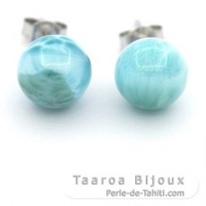 Orecchini in Argento e 2 Larimar -9.4 mm - 2.5 gr