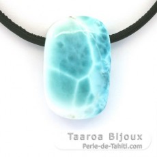 Collana in Cuoio e 1 Larimar - 33 x 21 x 10 mm - 14.8 gr