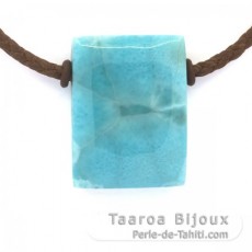 Collana in Cotone e 1 Larimar - 28 x 21 x 8 mm - 11.6 gr