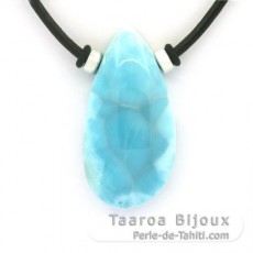 Collana in Cuoio e 1 Larimar - 36 x 19 x 10 mm - 11.8 gr