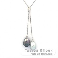 Collana in Argento e 2 Keishi di Tahiti