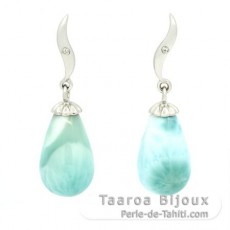 Orecchini in Argento e 2 Larimar - 13 x 8 mm - 2.6 gr