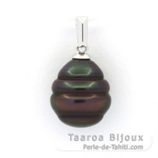 Ciondolo in Argento e 1 Perla de Tahiti Cerchiate C 10.7 mm