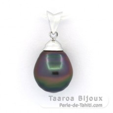 Ciondolo in Argento e 1 Perla di Tahiti Semi-Barocca C 10.2 mm
