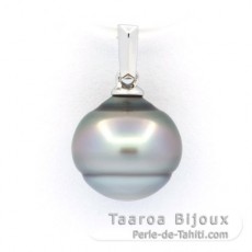 Ciondolo in Argento e 1 Perla de Tahiti Cerchiate C 11 mm