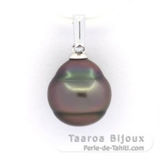 Ciondolo in Argento e 1 Perla de Tahiti Cerchiata C 10.7 mm