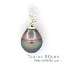 Ciondolo in Argento e 1 Perla de Tahiti Cerchiata C 12.6 mm