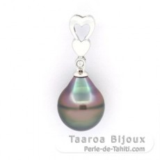 Ciondolo in Argento e 1 Perla di Tahiti Cerchiata B 10.7 mm