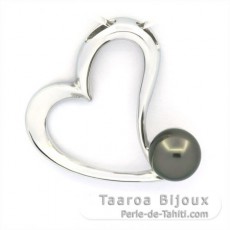 Ciondolo in Argento e 1 Perla di Tahiti Semi-Rotonda C 8.5 mm