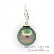 Ciondolo in Argento e 1 Perla di Tahiti Cerchiate B 10.3 mm