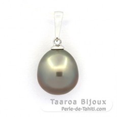 Ciondolo in Argento e 1 Perla di Tahiti Semi-Barocca C 10.3 mm