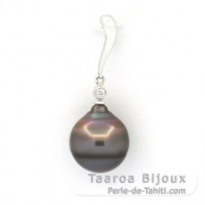 Ciondolo in Argento e 1 Perla de Tahiti Cerchiate B/C 12.2 mm