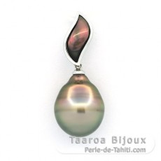 Ciondolo in Argento e 1 Perla de Tahiti Cerchiata C 12.2 mm