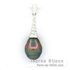 Ciondolo in Argento e 1 Perla de Tahiti Cerchiate C 9.4 mm