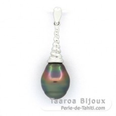 Ciondolo in Argento e 1 Perla de Tahiti Cerchiata C 9.4 mm