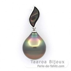 Ciondolo in Argento e 1 Perla de Tahiti Cerchiate B/C 13.3 mm