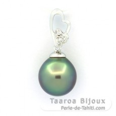 Ciondolo in Argento e 1 Perla di Tahiti Semi-Baroccha C 11 mm
