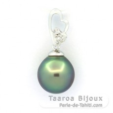 Ciondolo in Argento e 1 Perla di Tahiti Semi-Barocca C 11 mm