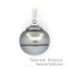 Ciondolo in Argento e 1 Perla de Tahiti Cerchiata B/C 12.2 mm