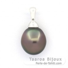 Ciondolo in Argento e 1 Perla di Tahiti Semi-Barocca B 10.3 mm