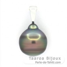 Ciondolo in Argento e 1 Perla de Tahiti Cerchiata B 13.6 mm