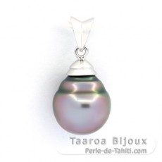 Ciondolo in Argento e 1 Perla di Tahiti Cerchiate C 10.1 mm