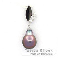 Ciondolo in Argento e 1 Perla di Tahiti Semi-Barocca B 9.7 mm
