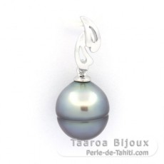 Ciondolo in Argento e 1 Perla de Tahiti Cerchiate C 10.7 mm