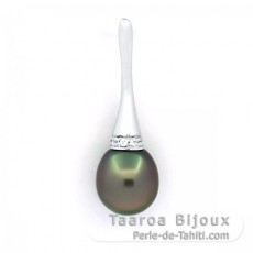 Ciondolo in Argento e 1 Perla di Tahiti Semi-Barocca B 10 mm