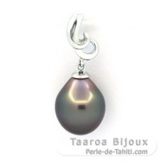 Ciondolo in Argento e 1 Perla di Tahiti Semi-Barocca B 10 mm