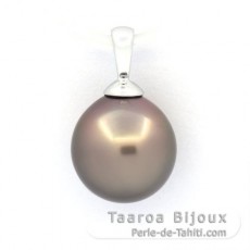 Ciondolo in Argento e 1 Perla di Tahiti Semi-Barocca B 10.3 mm