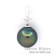 Ciondolo in Argento e 1 Perla di Tahiti Semi-Barocca B/C 11 mm