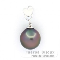 Ciondolo in Argento e 1 Perla di Tahiti Semi-Barocca C 10.7 mm