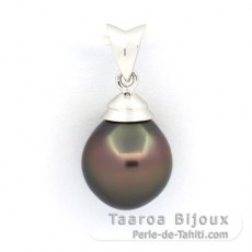 Ciondolo in Argento e 1 Perla di Tahiti Semi-Barocca B/C 9.7 mm